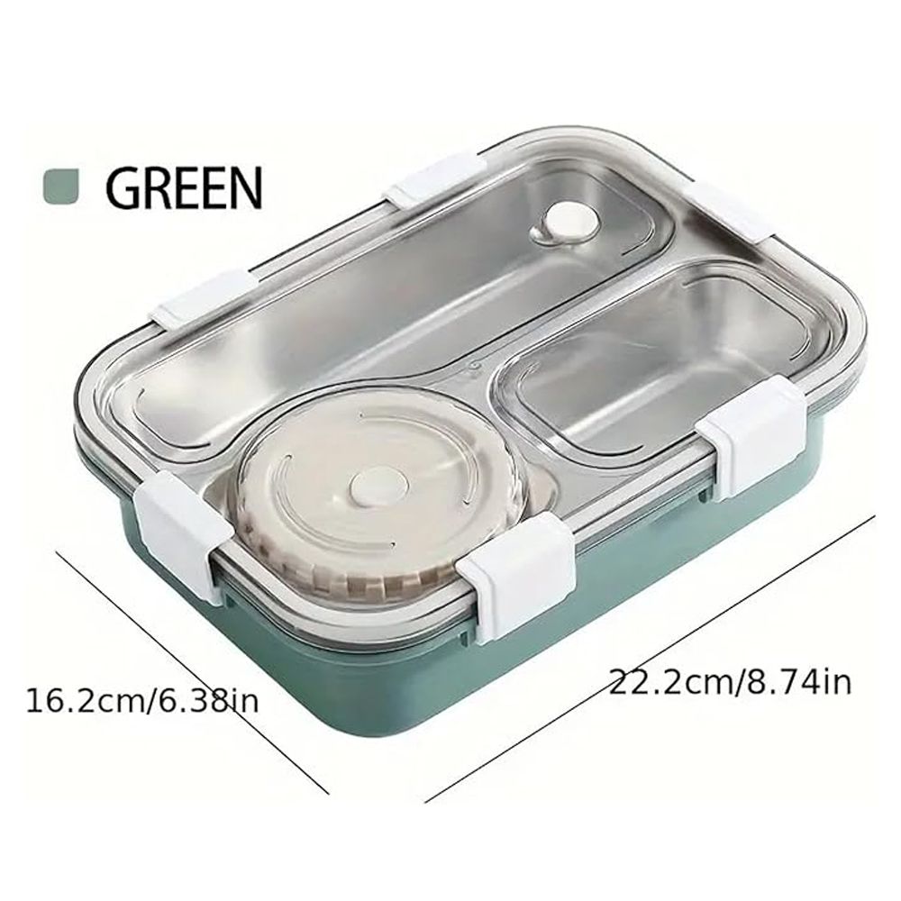 Brain Giggles - 3-Compartment Insulated Lunchbox with Removable Inner Tray - Green