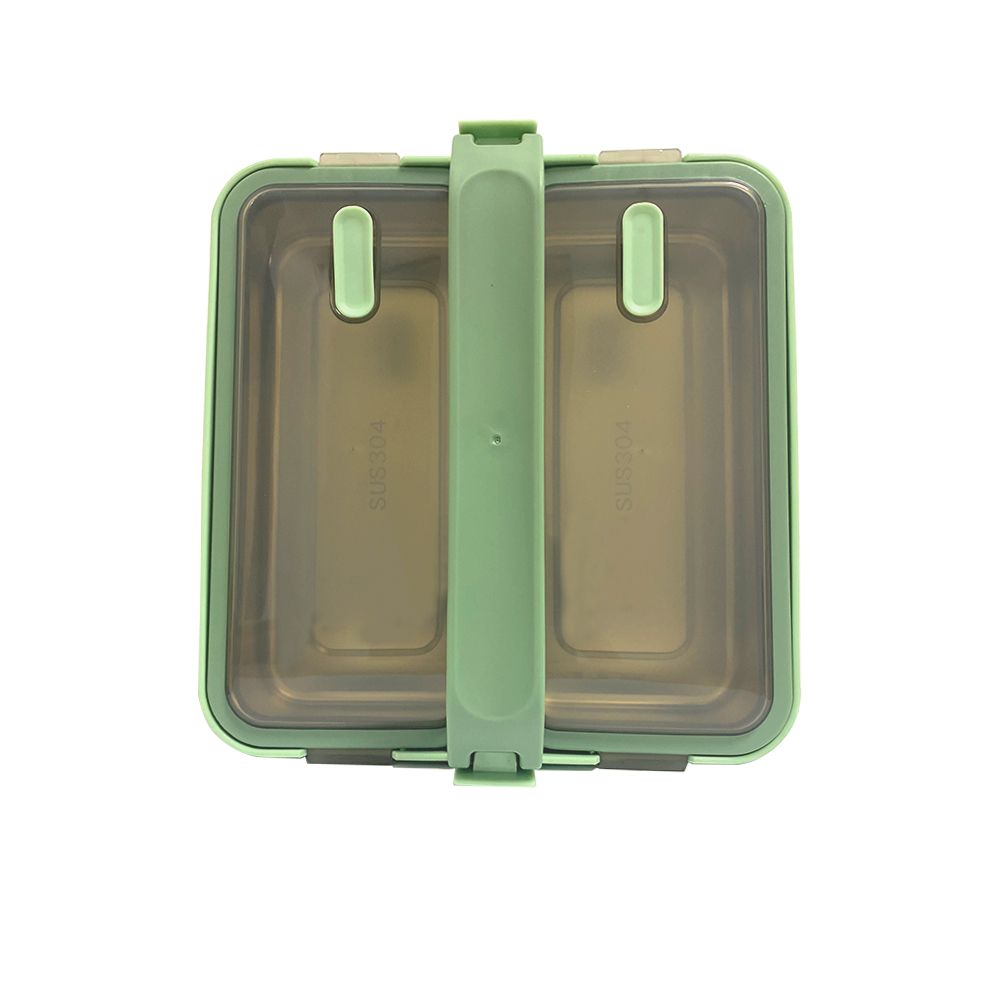 Brain Giggles - 2 Compartment Stainless Steel Lunch Box - Green