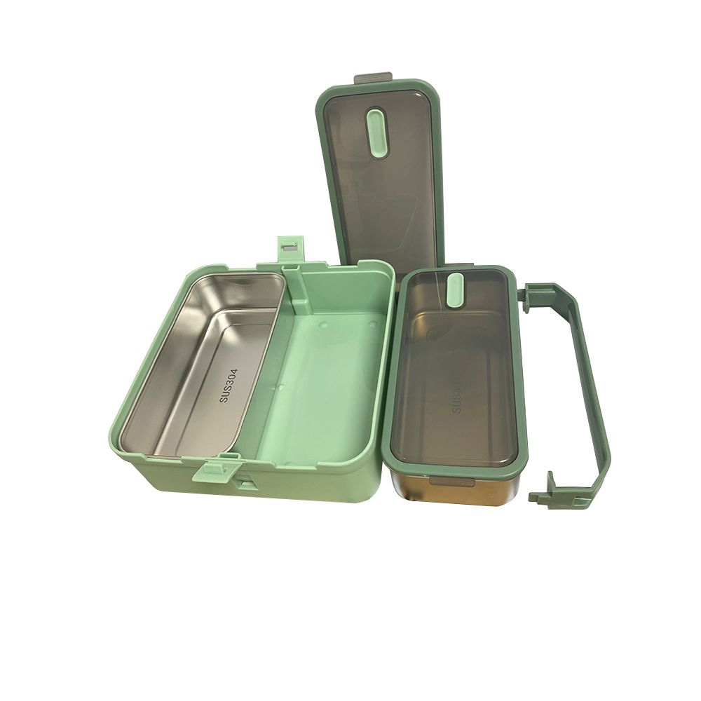 Brain Giggles - 2 Compartment Stainless Steel Lunch Box - Green