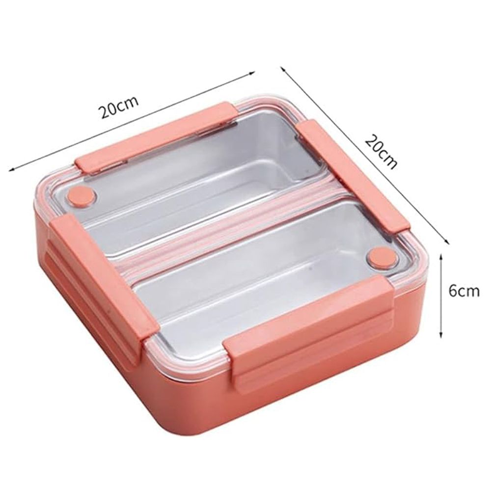 Brain Giggles - 2-Compartment Stainless Steel Lunchbox Removable Inner Tray - Orange