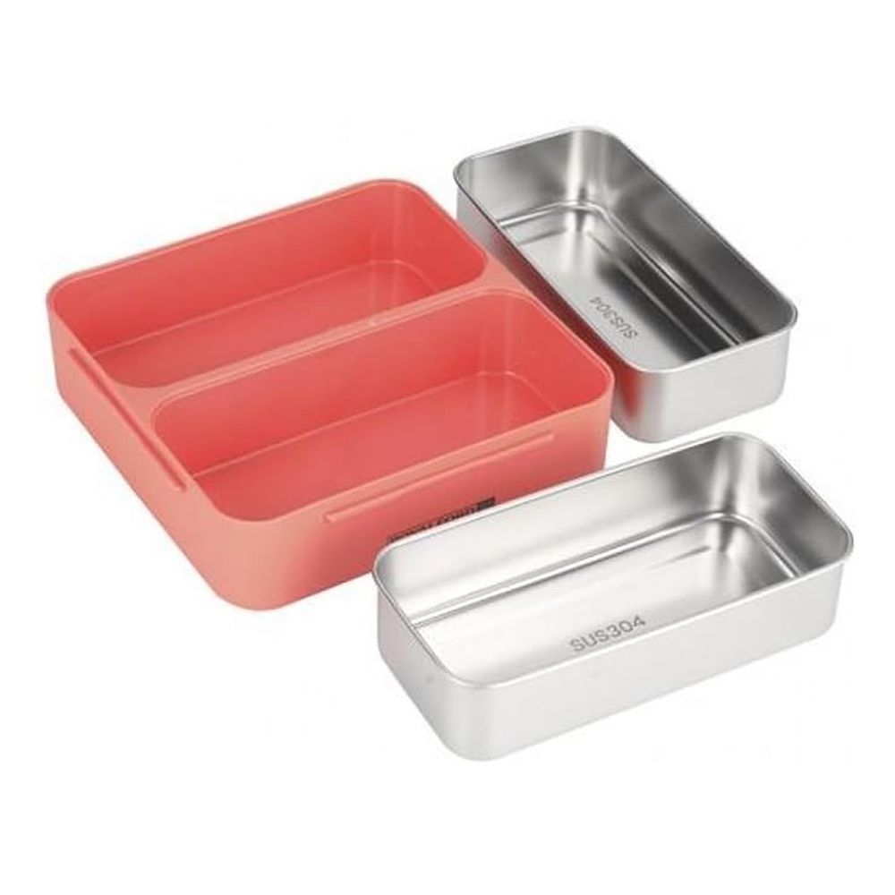 Brain Giggles - 2-Compartment Stainless Steel Lunchbox Removable Inner Tray - Orange