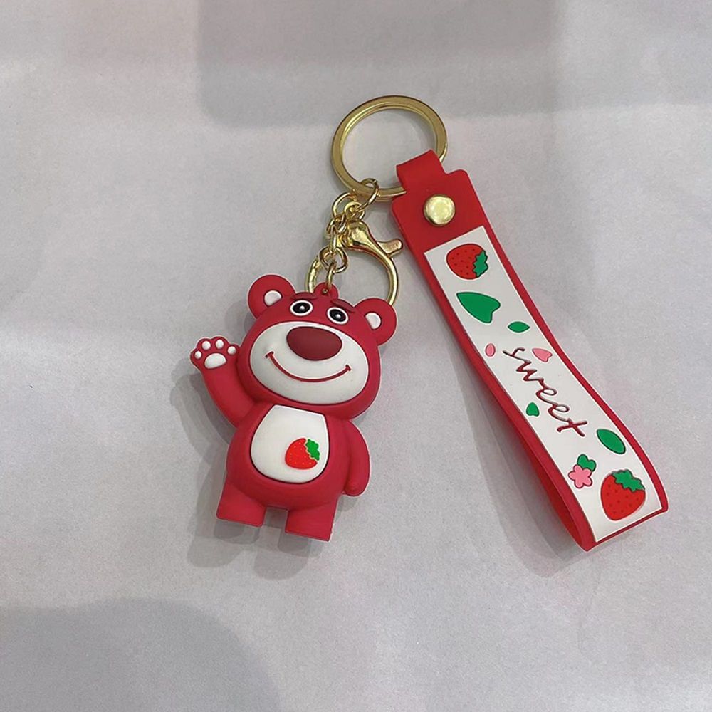 Brain Giggles - Kawaii Silicone Key Chain Holder - Strawberry Bear