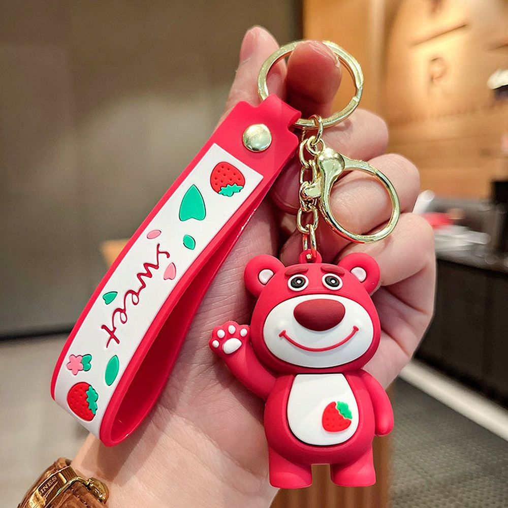 Brain Giggles - Kawaii Silicone Key Chain Holder - Strawberry Bear