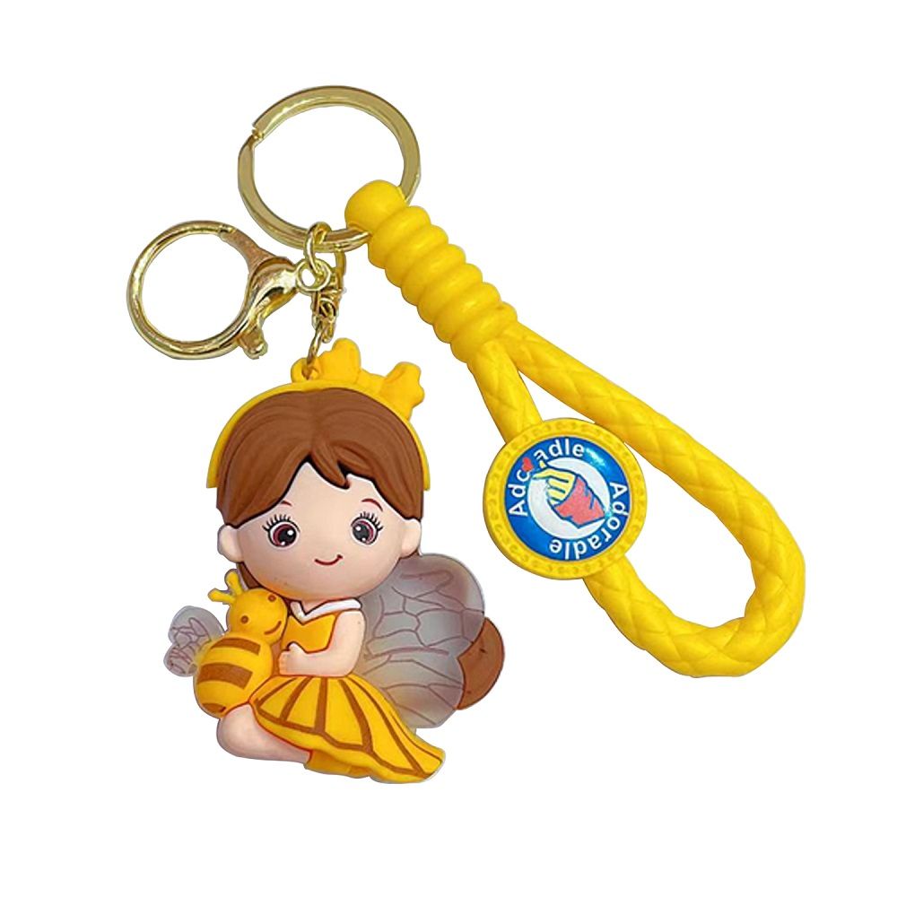 Brain Giggles - Kawaii Silicone Key Chain Holder - Bee - Yellow