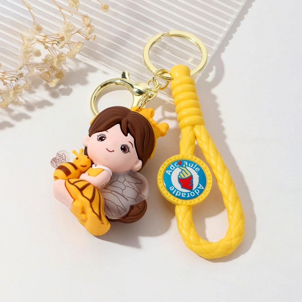 Brain Giggles - Kawaii Silicone Key Chain Holder - Bee - Yellow