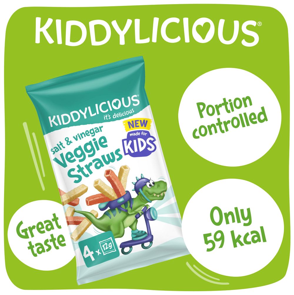 Kiddylicious - Salt And Vinegar Veggie Straws Kids Snack - 4pcs - 48g