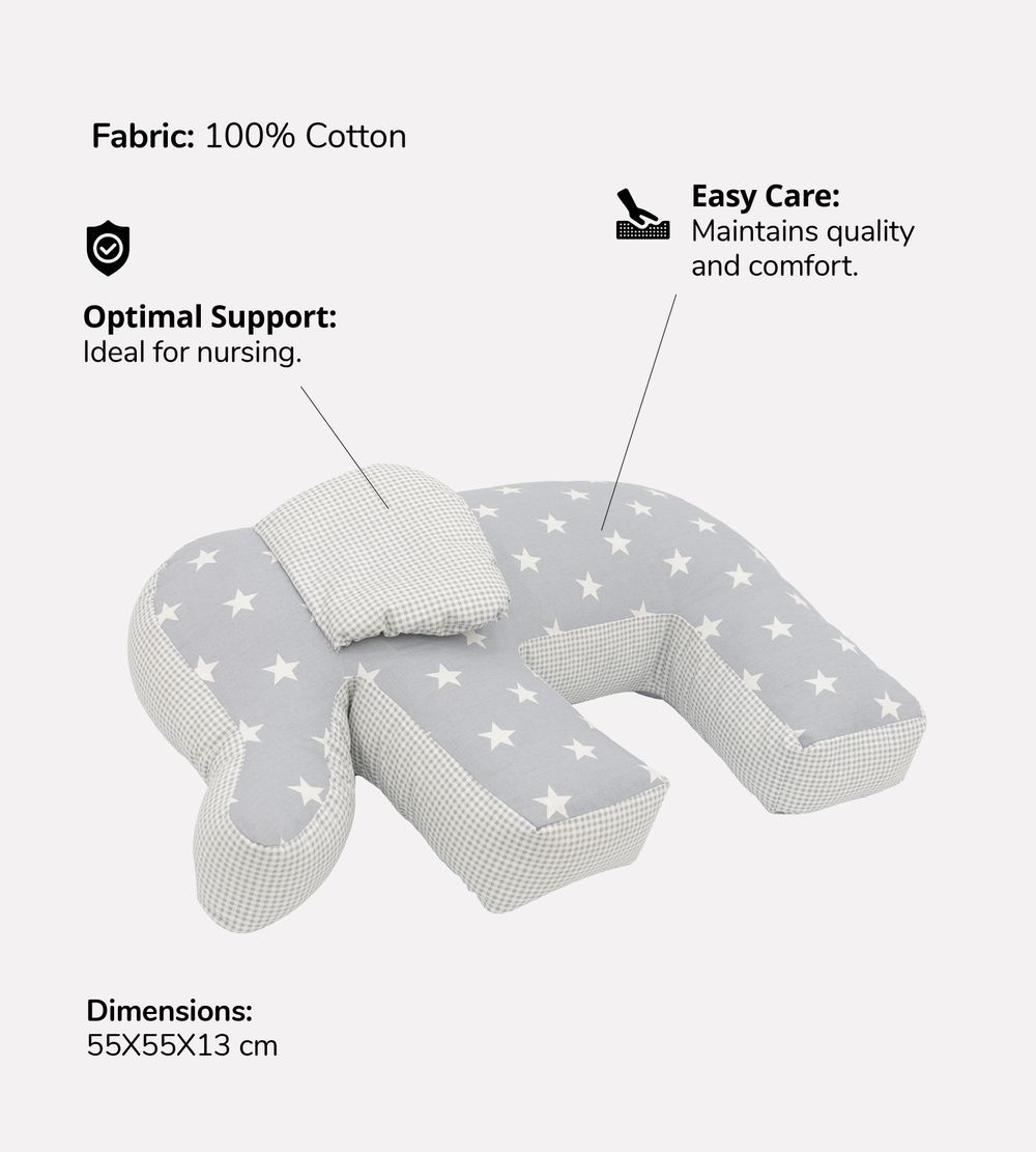 Bibena Nova - Elephant Breastfeeding Pillow - Grey Stars