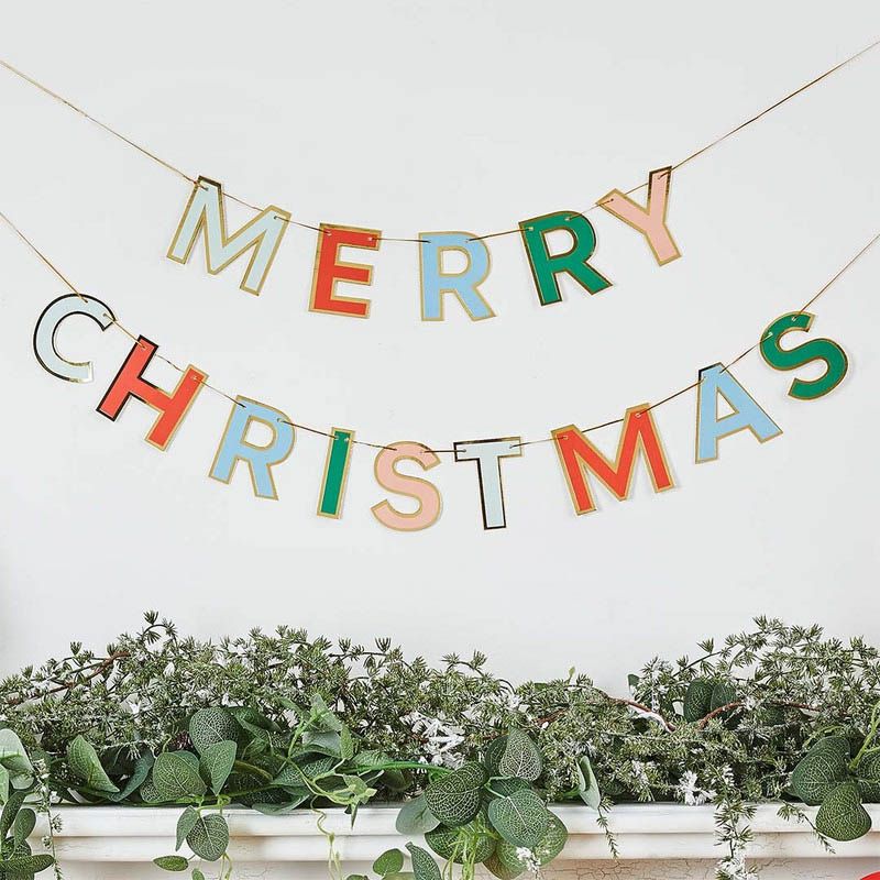 Hootyballoo - Gold Foiled Merry Christmas Card Banner - 2.5m