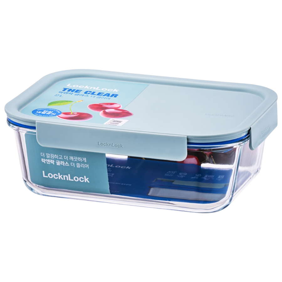 LOCK&LOCK - Airtight Heat-Resistant Rectangular Glass Container 2L - Mint