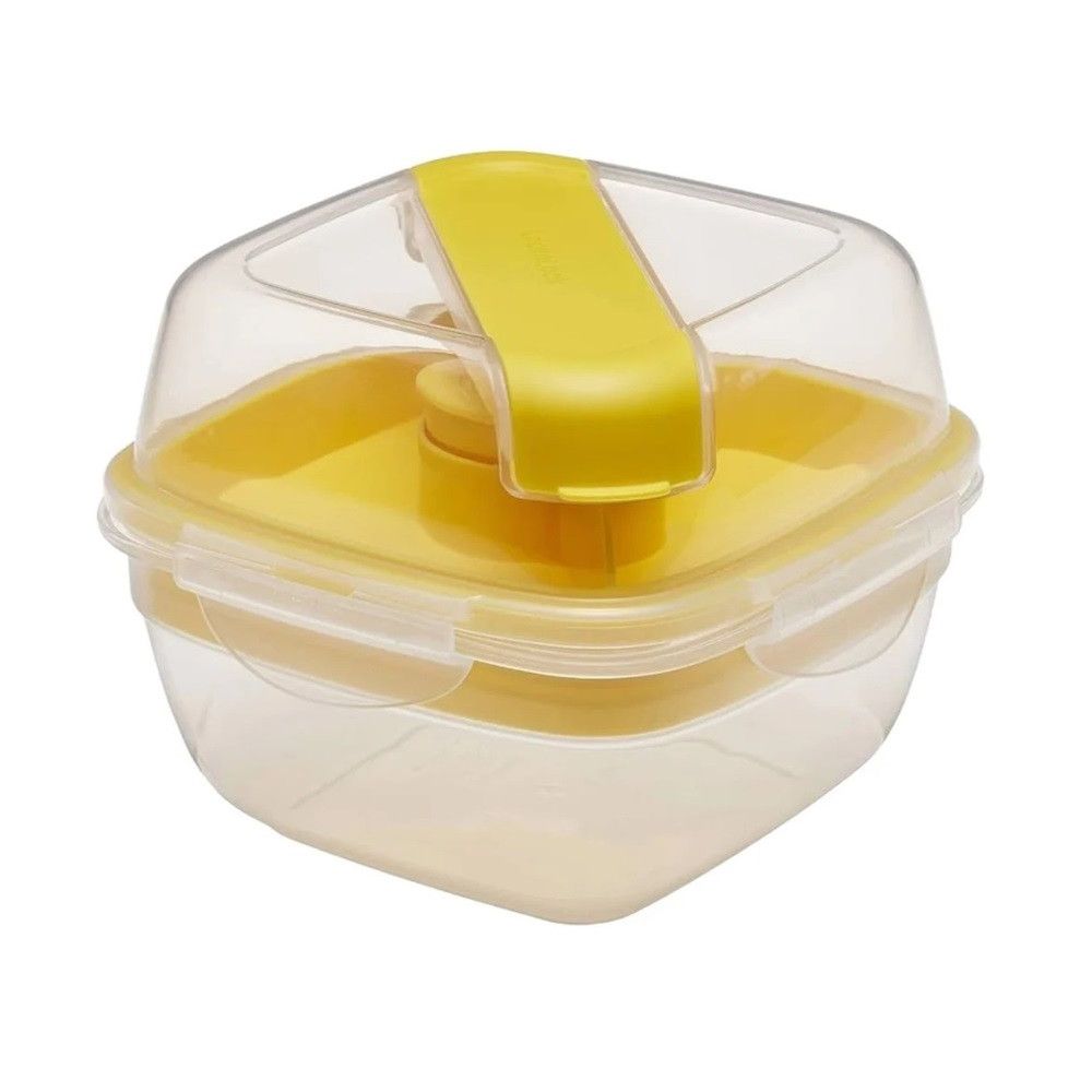 LOCK&LOCK - BPA-Free Leak-Proof 2-in-1 To-Go Salad Box With Removable Divider - Yellow