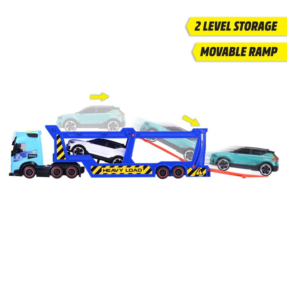 Dickie - Volvo Car Transporter Vehicle Playset - 4 Pcs