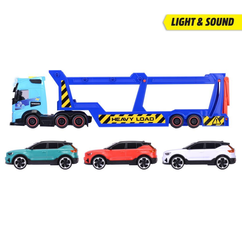 Dickie - Volvo Car Transporter Vehicle Playset - 4 Pcs