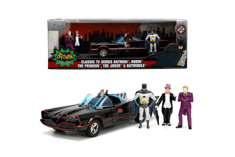 Jada - 1/24 Batman 1966 Class Batmobile Deluxe Car With 4 Action Figures