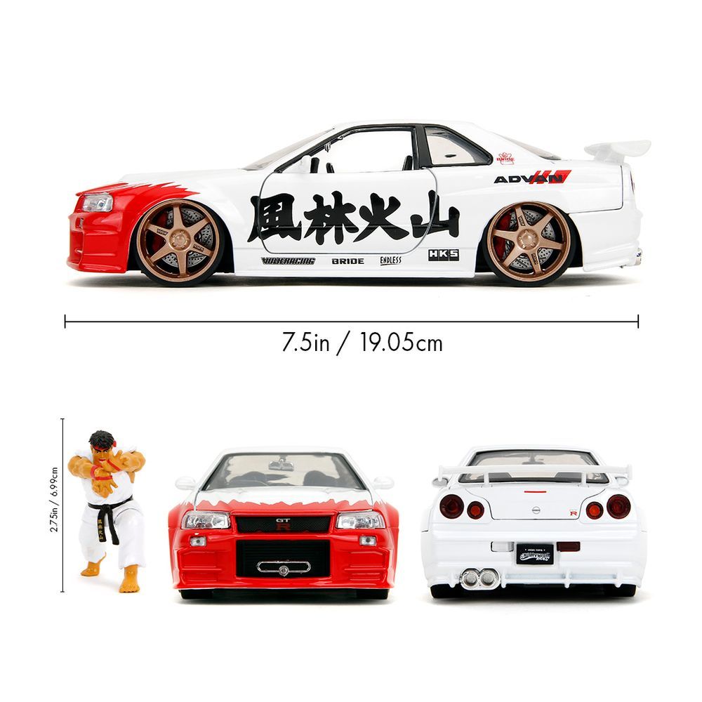 Jada - Street Fighter Ryu And 2002 Nissan Skyline GT-R Playset - 2 Pcs