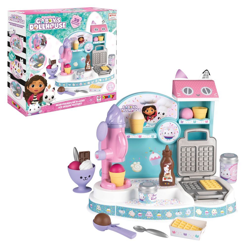 Smoby - Gabby's Dollhouse Ice Cream Factory Playset - 20 Pcs