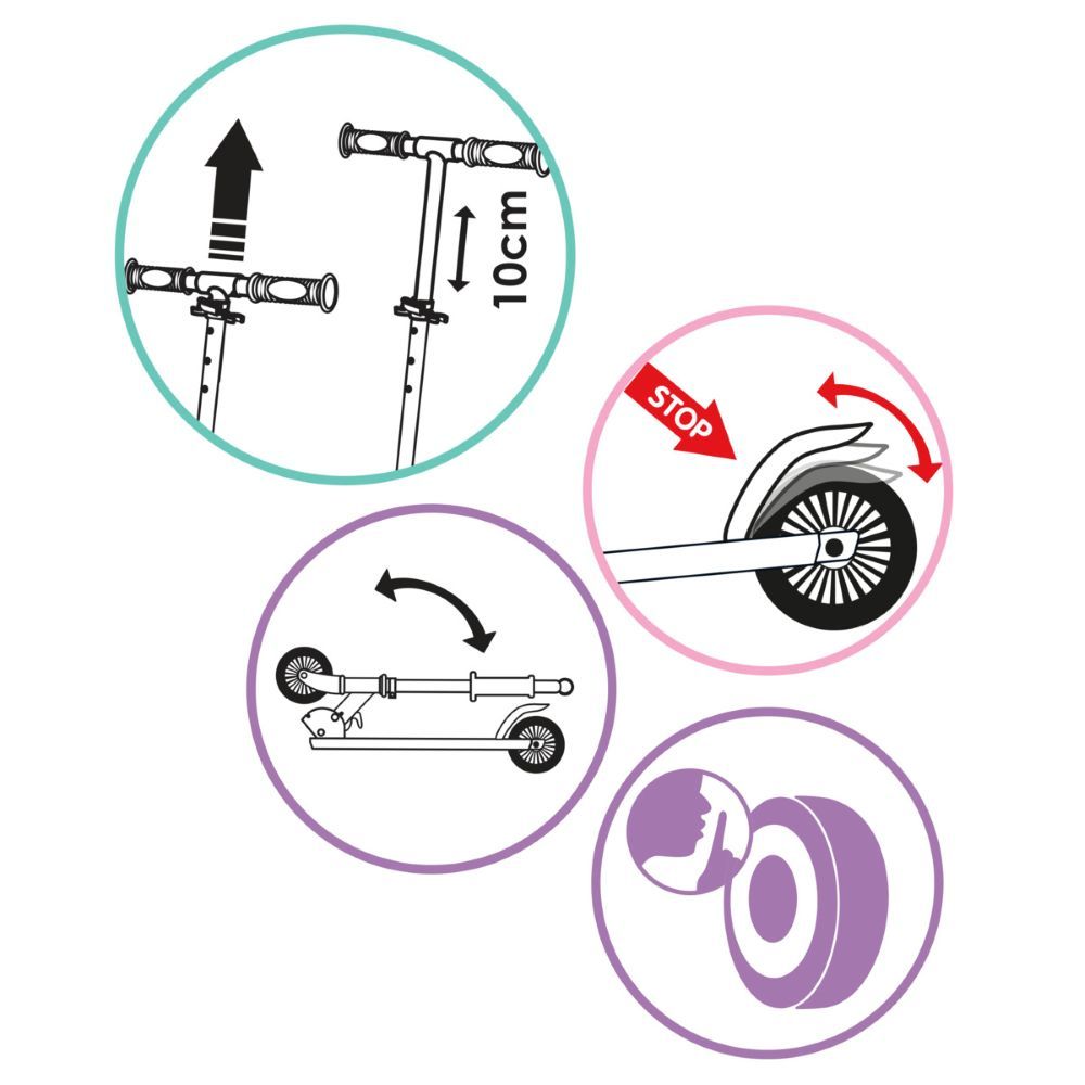 Smoby - Gabby's Dollhouse 2-Wheel Foldable Manual Scooter - Multicolor