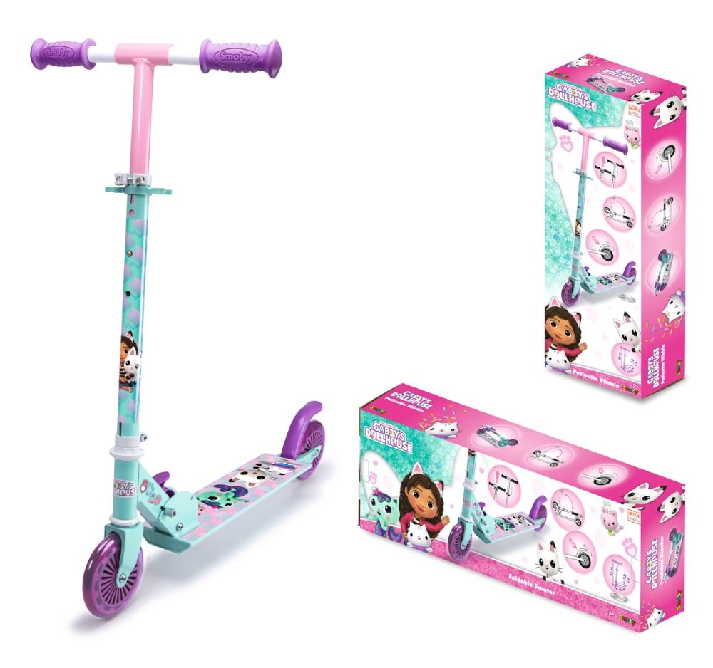 Smoby - Gabby's Dollhouse 2-Wheel Foldable Manual Scooter - Multicolor