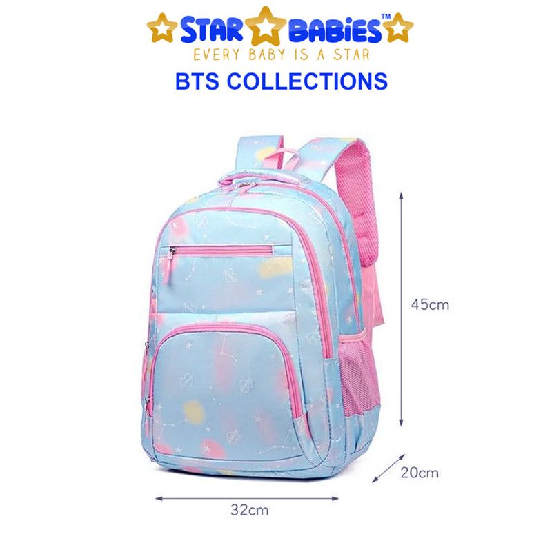 Star Babies - School Backpack W/ Eco Friendly Lunch Box W/ Spoon & Fork - Blue/Pink