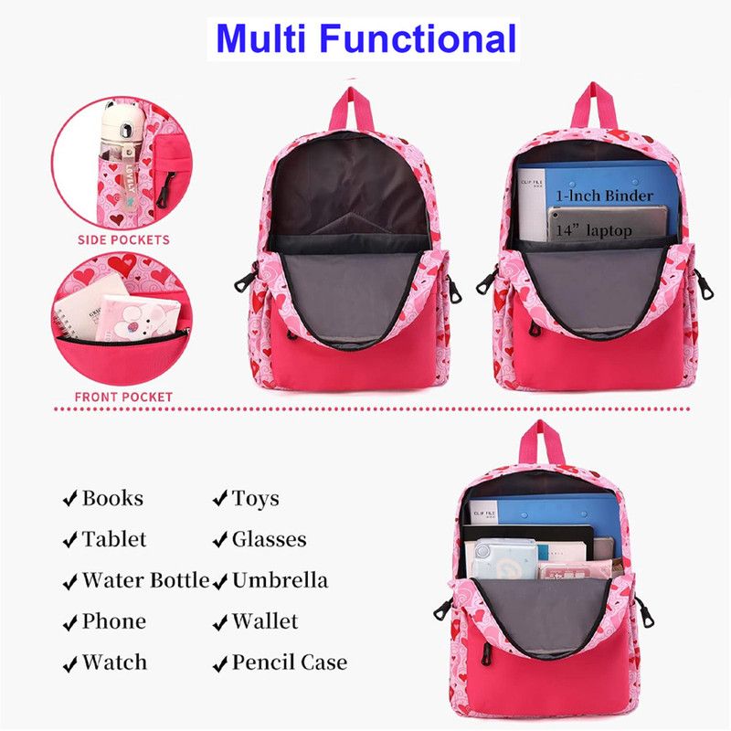 Star Babies - School Backpack W/ Eco Friendly - BPA Free Lunch Box, Water Bottle 550ml - Pink