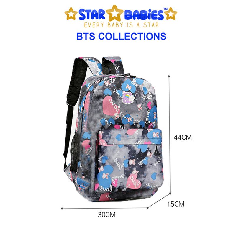 Star Babies - School Backpack W/ Eco Friendly Double Layer - BPA Free Lunch Box, Stainless Steel  Water Bottle 500ml - Black