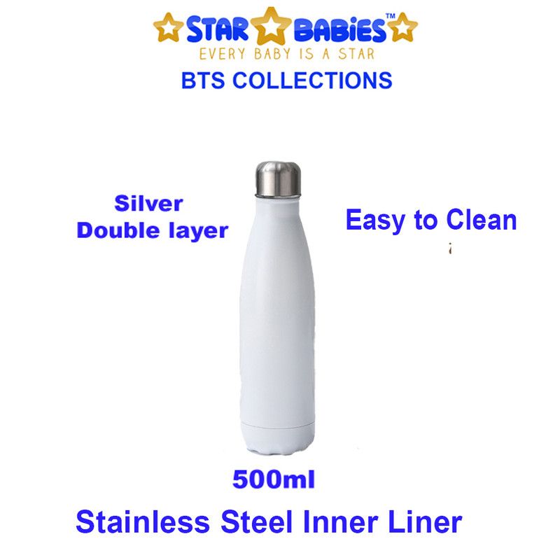 Star Babies - School Backpack W/ Stainless Steel Water Bottle 500ml - White