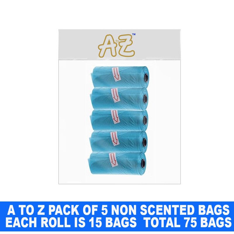 A to Z - Disposable Non-Scented Bag 22 x 32cm - Pack of 5 Count 75 - Blue