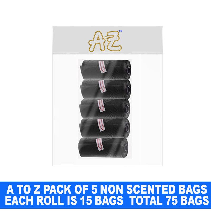 A to Z - Disposable Non-Scented Bag 22 x 32cm - Pack of 5 Count 75 - Black