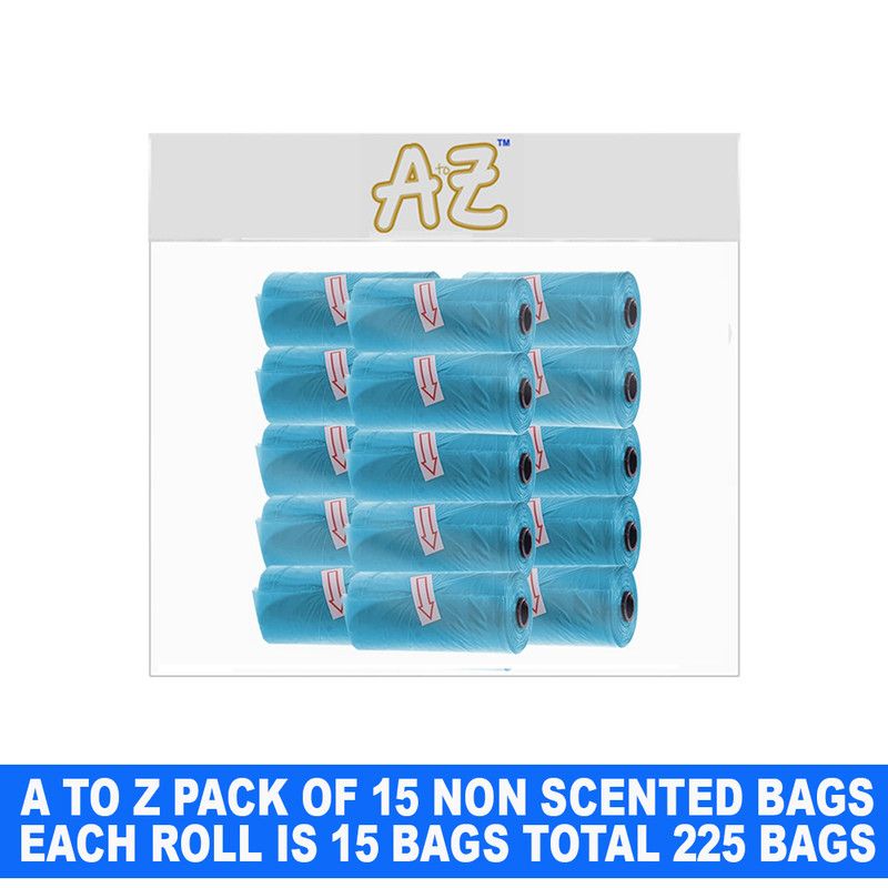 A to Z - Disposable Non-Scented Bag 22 x 32cm - Pack of 15 Count 225 - Blue