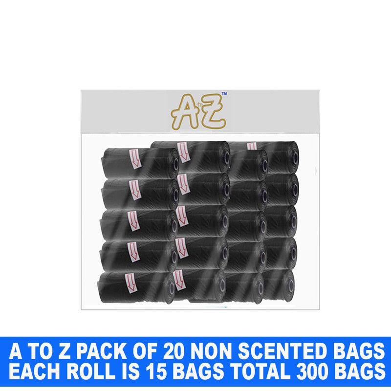 A to Z - Disposable Non-Scented Bag 22 x 32cm - Pack of 20 Count 300 - Black