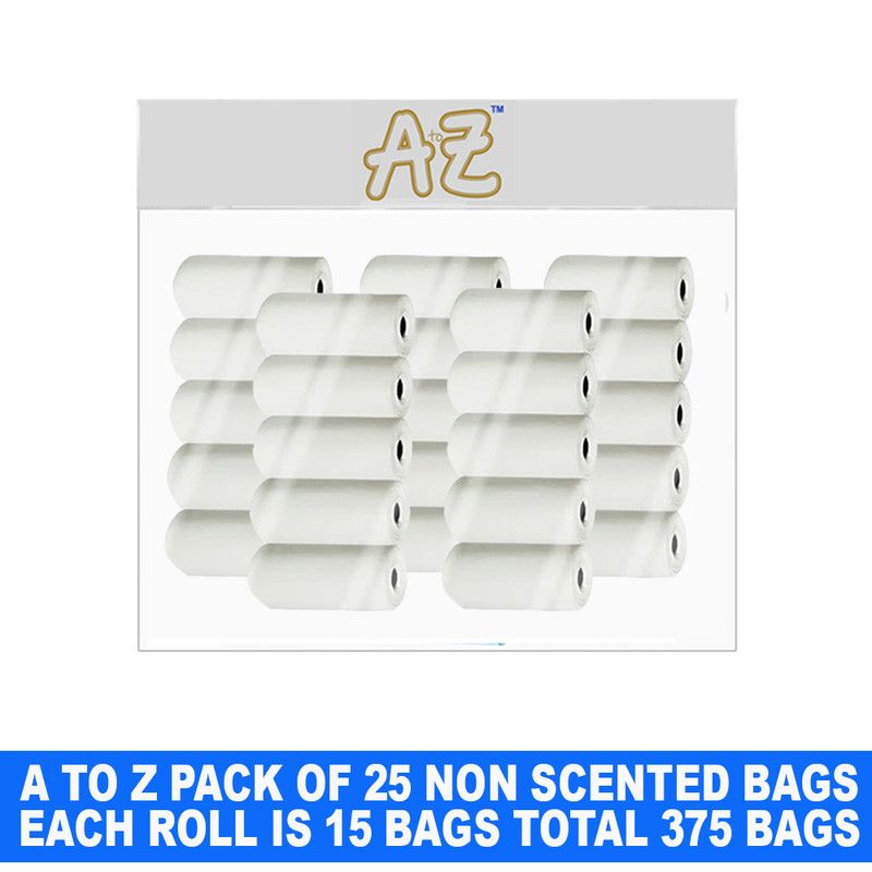 A to Z - Disposable Non-Scented Bag 22 x 32cm - Pack of 25 Count 375 - White