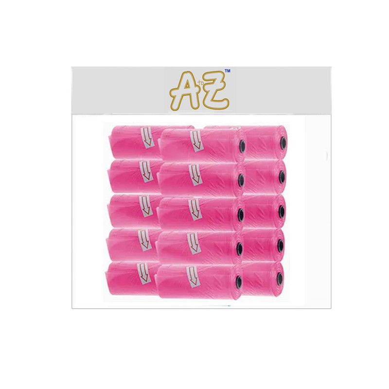 A to Z - Disposable Non-Scented Bag 22 x 32cm - Pack of 15 Count 225 - Pink