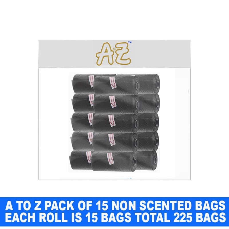 A to Z - Disposable Non-Scented Bag 22 x 32cm - Pack of 15 Count 225 - Black