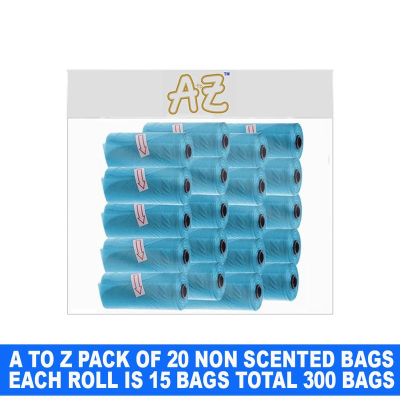 A to Z - Disposable Non-Scented Bag 22 x 32cm - Pack of 20 Count 300 - Blue