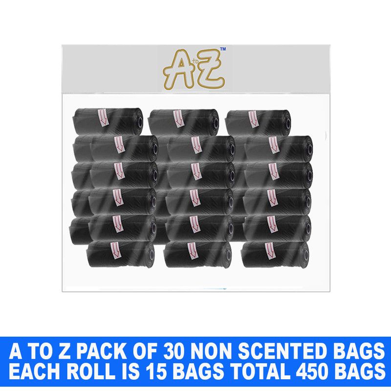 A to Z - Disposable Non-Scented Bag 22 x 32cm - Pack of 30 Count 450 - Black