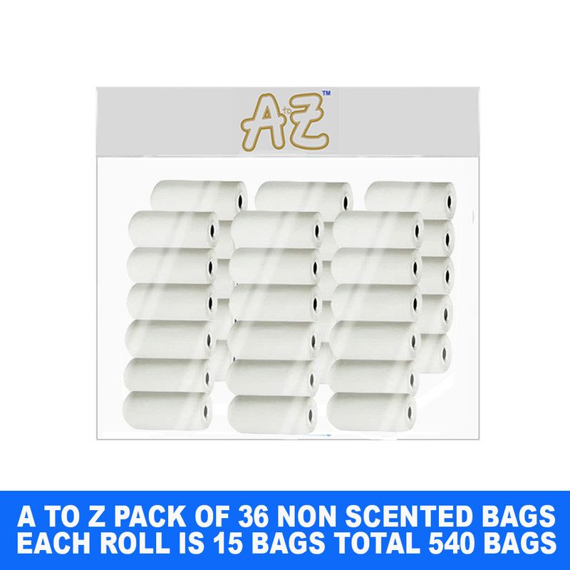 A to Z - Disposable Non-Scented Bag 22 x 32cm - Pack of 36 Count 540 - White