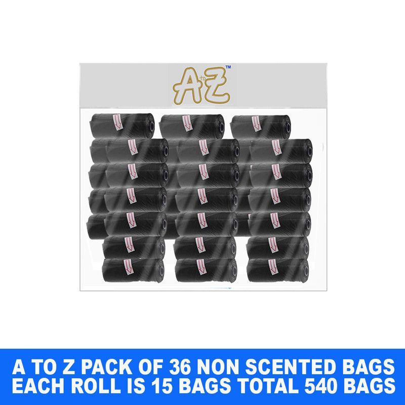 A to Z - Disposable Non-Scented Bag 22 x 32cm - Pack of 36 Count 540 - Black