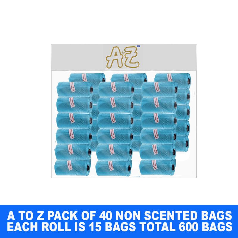 A to Z - Disposable Non-Scented Bag 22 x 32cm - Pack of 40 Count 600 - Blue