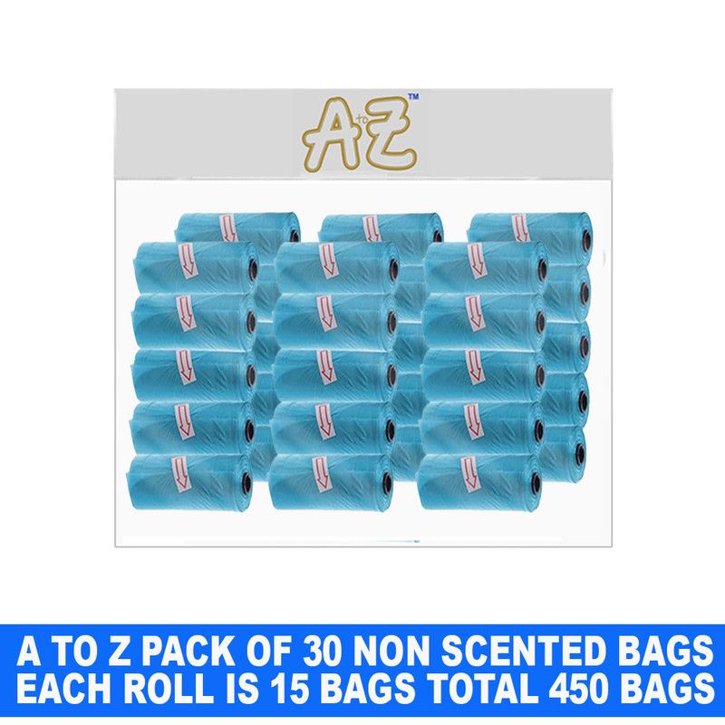 A to Z - Disposable Non-Scented Bag 22 x 32cm - Pack of 30 Count 450 - Blue