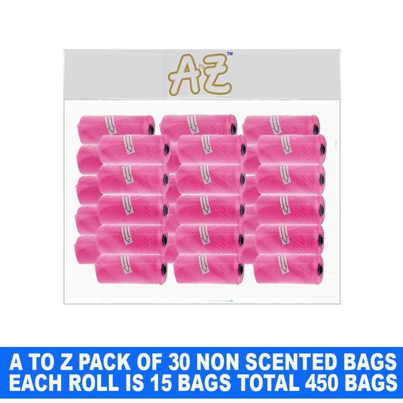 A to Z - Disposable Non-Scented Bag 22 x 32cm - Pack of 30 Count 450 - Pink