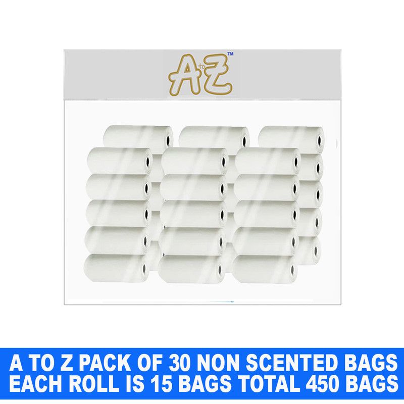 A to Z - Disposable Non-Scented Bag 22 x 32cm - Pack of 30 Count 450 - White