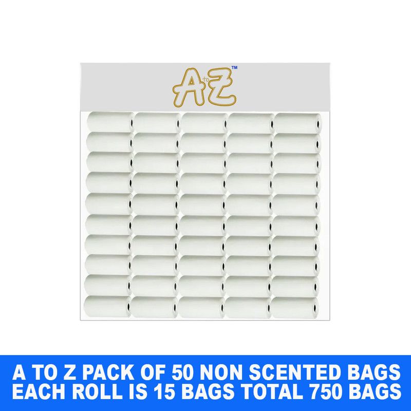 A to Z - Disposable Non-Scented Bag 22 x 32cm - Pack of 50 Count 750 - White