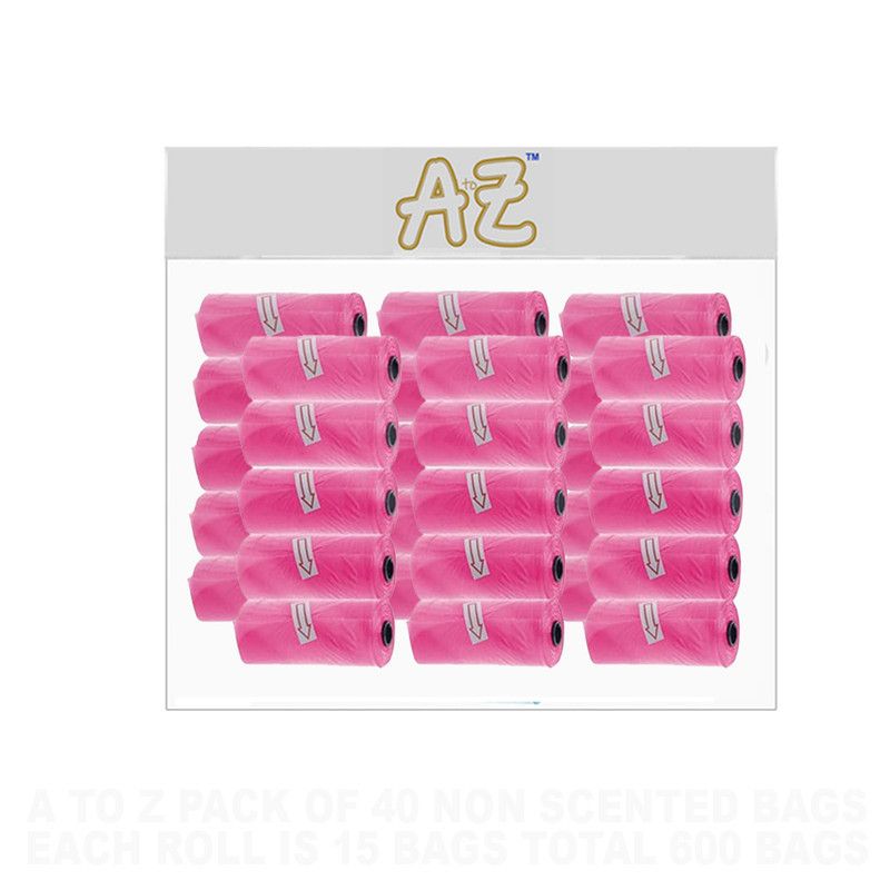 A to Z - Disposable Non-Scented Bag 22 x 32cm - Pack of 40 Count 600 - Pink