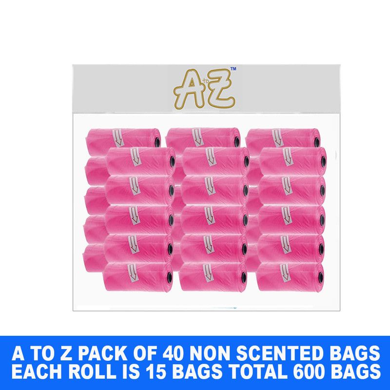 A to Z - Disposable Non-Scented Bag 22 x 32cm - Pack of 40 Count 600 - Pink