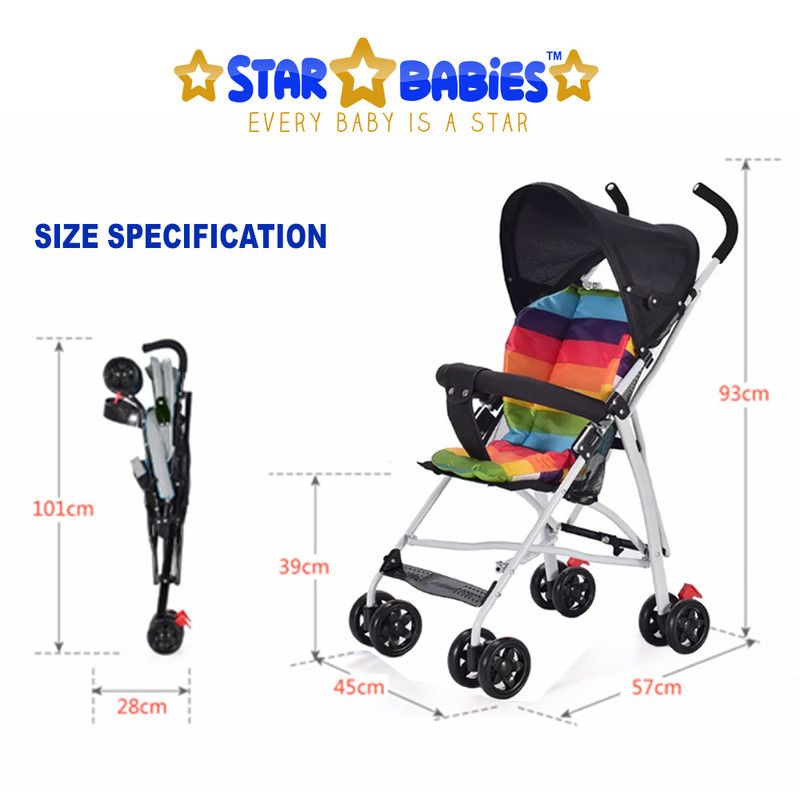 Star Babies - Light Weight Foldable Baby Stroller - Black