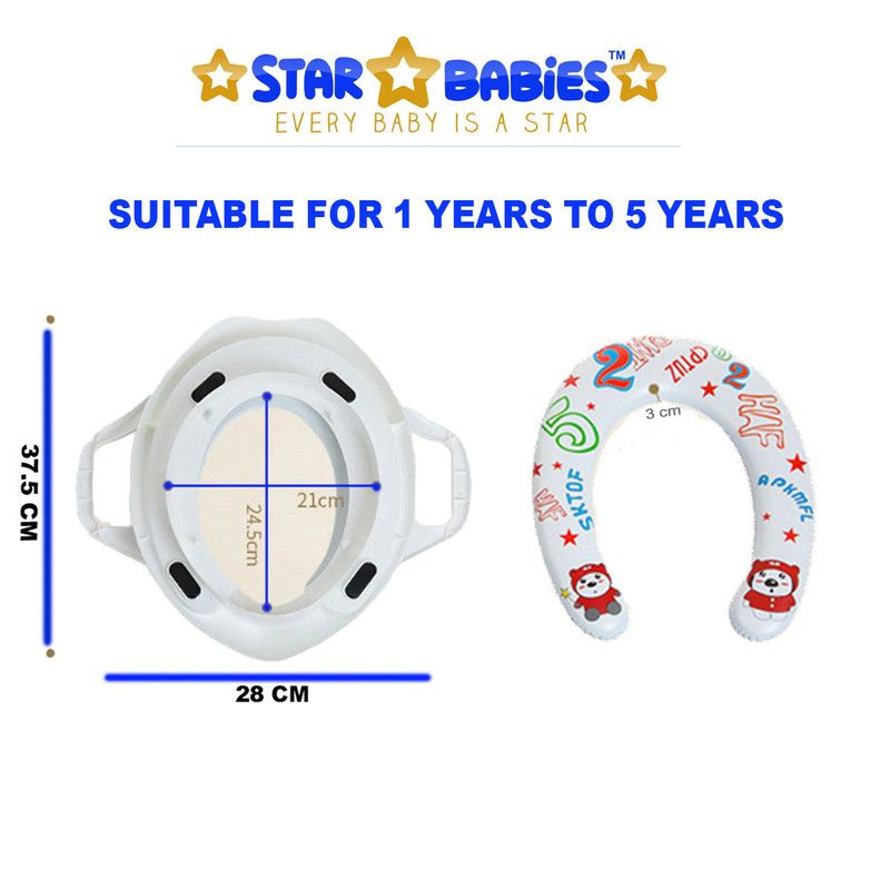 Star Babies - Portable Non-Slip Potty/Toilet Trainer Seat W/ Handle - White