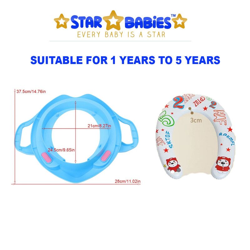 Star Babies - Portable Non-Slip Potty/Toilet Trainer Seat W/ Handle - Blue