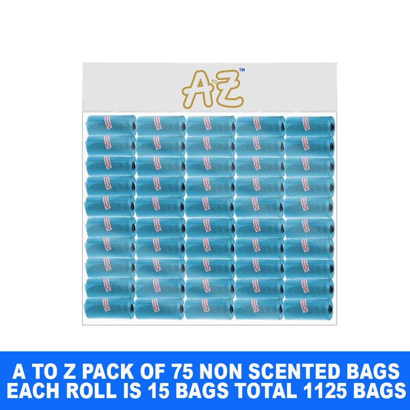 A to Z - Disposable Non-Scented Bag 22 x 32cm - Pack of 75 Count 1125 - Blue