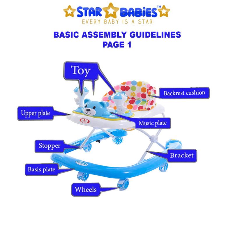 Star Babies - Baby Walker W/ Wheels - Blue