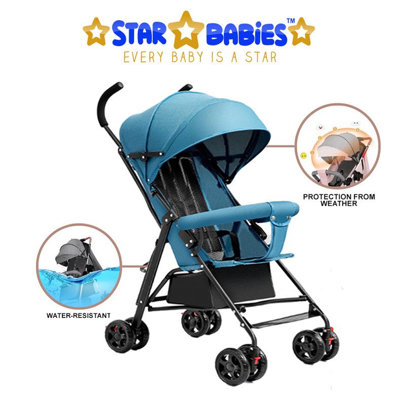 Star Babies - Lightweight Portable Infant Stroller W/ Compact Fold - Blue