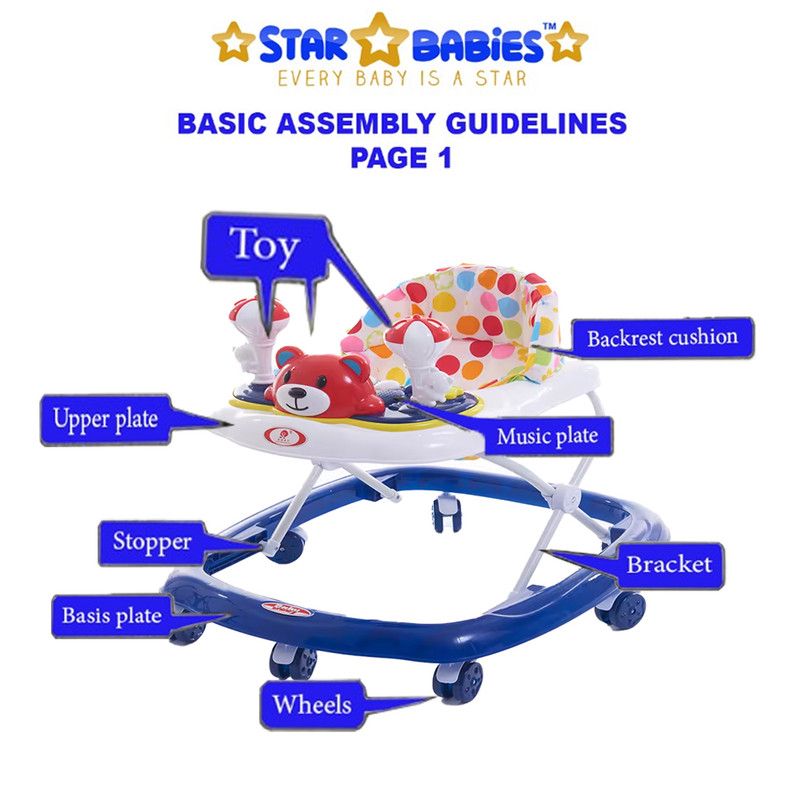 Star Babies - Baby Walker W/ Wheels - Navy Blue